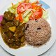 Rice and Peas with curry goat